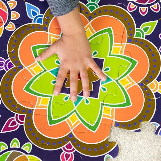 Rangoli-Mandala-Floor-Puzzle-48-Piece-Puzzle-32-inches Rangoli Floor Puzzle -Colorful Giant Floor Puzzle